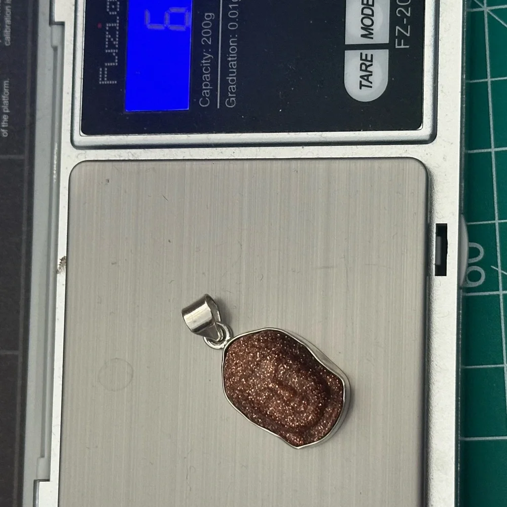 Sandstone Buddah Face Sterling Silver Pendant - Picture 5 of 8